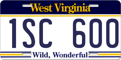 WV license plate 1SC600