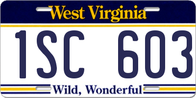 WV license plate 1SC603