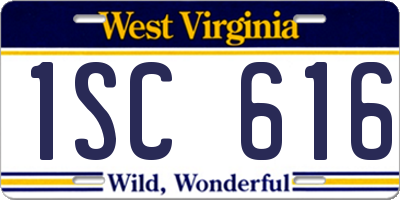 WV license plate 1SC616