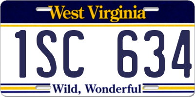WV license plate 1SC634