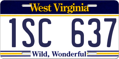 WV license plate 1SC637