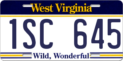 WV license plate 1SC645