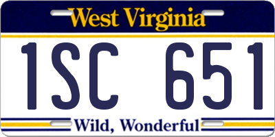 WV license plate 1SC651