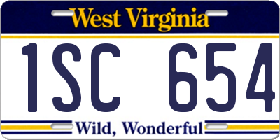 WV license plate 1SC654