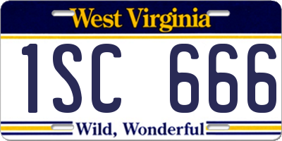WV license plate 1SC666
