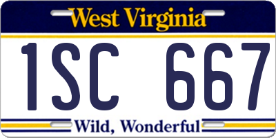 WV license plate 1SC667