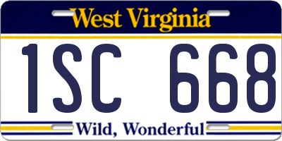 WV license plate 1SC668
