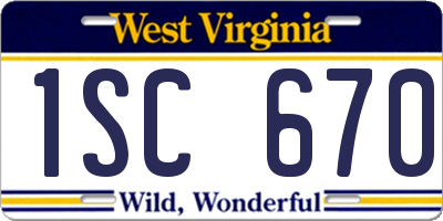 WV license plate 1SC670