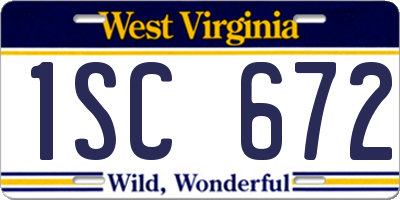 WV license plate 1SC672