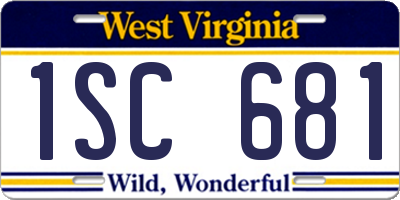 WV license plate 1SC681