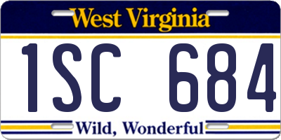 WV license plate 1SC684