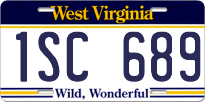 WV license plate 1SC689