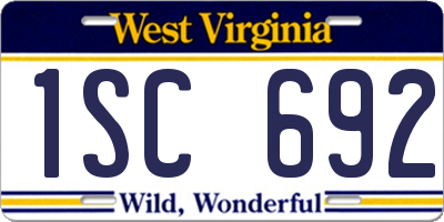 WV license plate 1SC692
