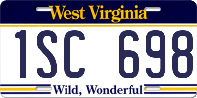 WV license plate 1SC698