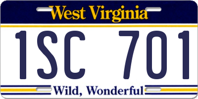 WV license plate 1SC701