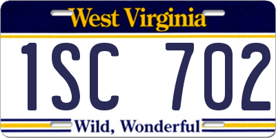 WV license plate 1SC702