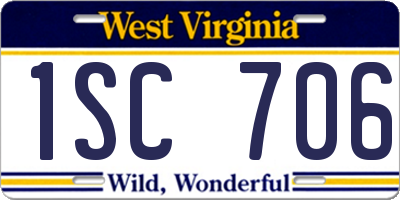 WV license plate 1SC706