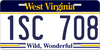 WV license plate 1SC708