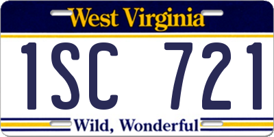WV license plate 1SC721