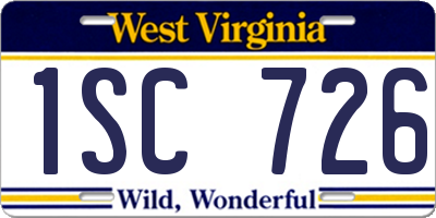 WV license plate 1SC726