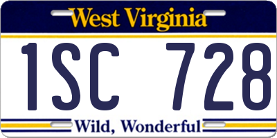 WV license plate 1SC728