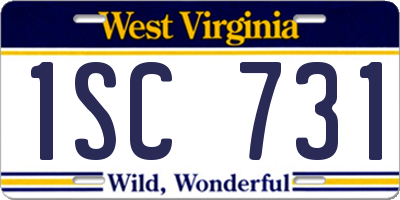 WV license plate 1SC731