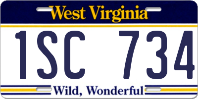 WV license plate 1SC734