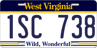 WV license plate 1SC738