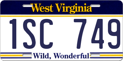 WV license plate 1SC749