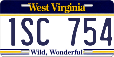 WV license plate 1SC754