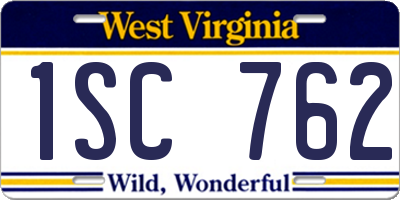 WV license plate 1SC762
