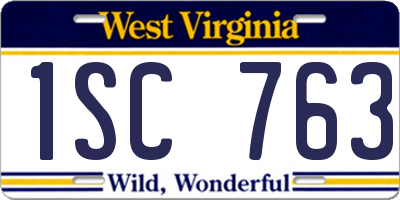 WV license plate 1SC763