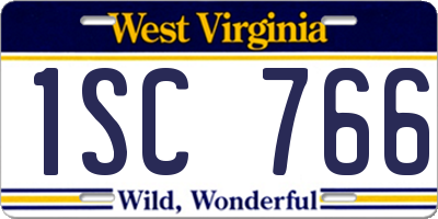 WV license plate 1SC766