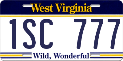 WV license plate 1SC777
