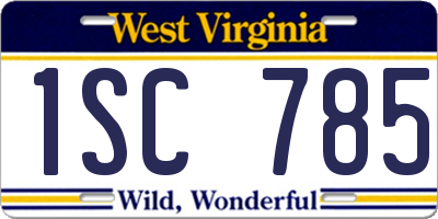 WV license plate 1SC785
