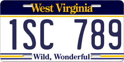 WV license plate 1SC789