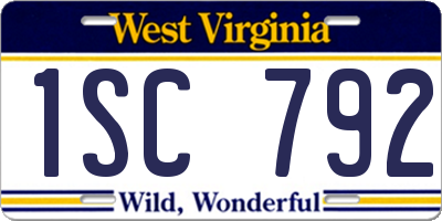 WV license plate 1SC792