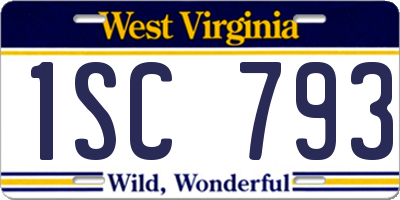 WV license plate 1SC793