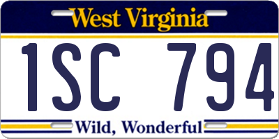 WV license plate 1SC794