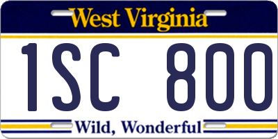 WV license plate 1SC800