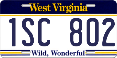 WV license plate 1SC802