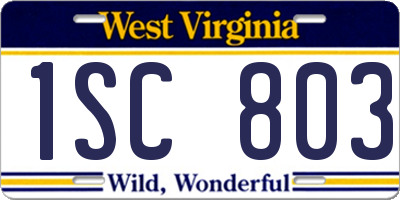 WV license plate 1SC803