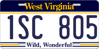 WV license plate 1SC805