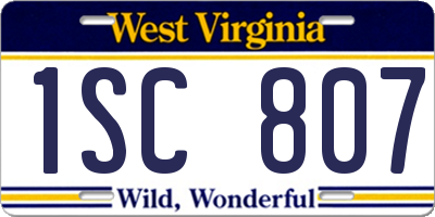 WV license plate 1SC807