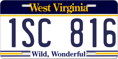 WV license plate 1SC816