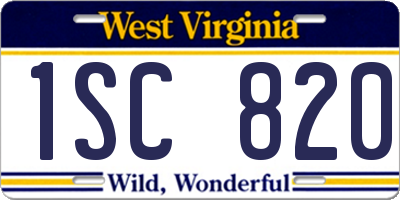 WV license plate 1SC820