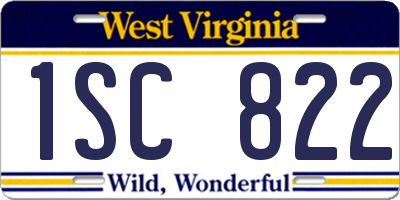 WV license plate 1SC822