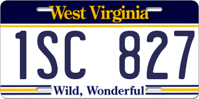 WV license plate 1SC827