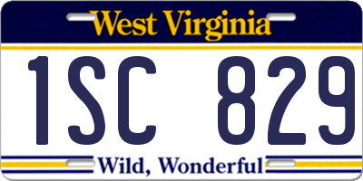 WV license plate 1SC829