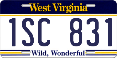 WV license plate 1SC831